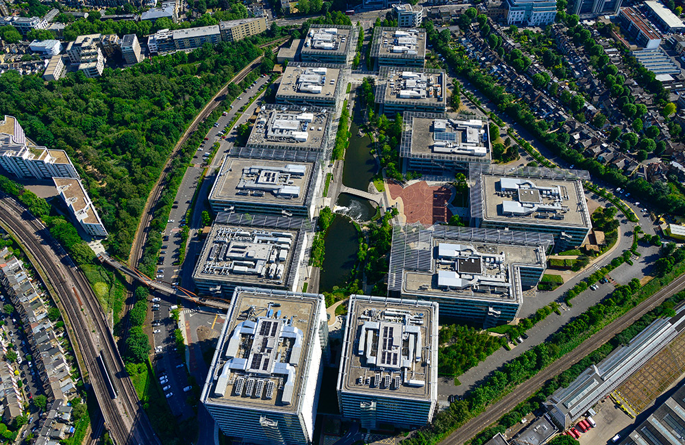 Aerial of Chiswick Business Park, London